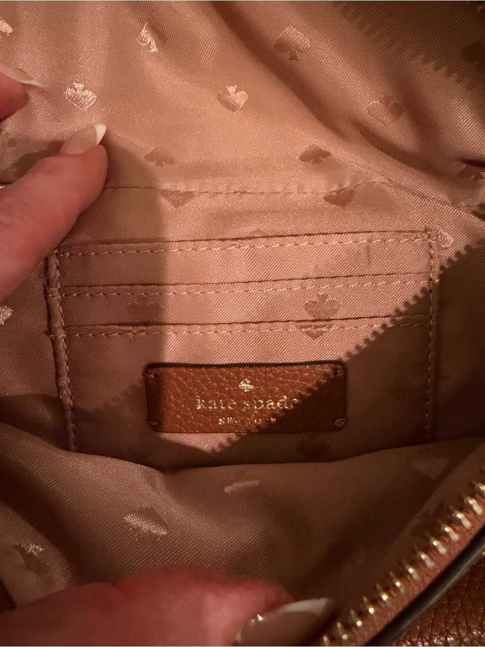 Kate Spade Cognac Pebbled Leather Crossbody Belt Bag w/ gold trim - Picture 9 of 9